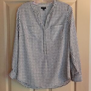 Talbots Black and White Patterned Blouse